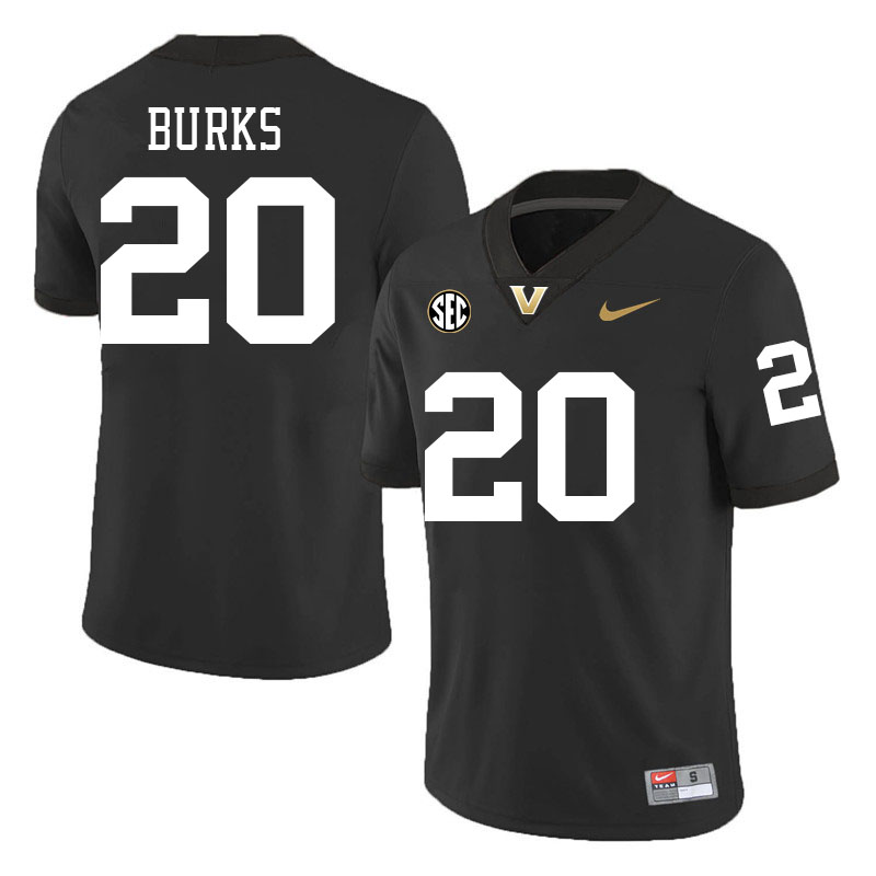 Oren Burks Jersey,Vanderbilt Commodores #20 Oren Burks Football Jersey,Uniforms-Black